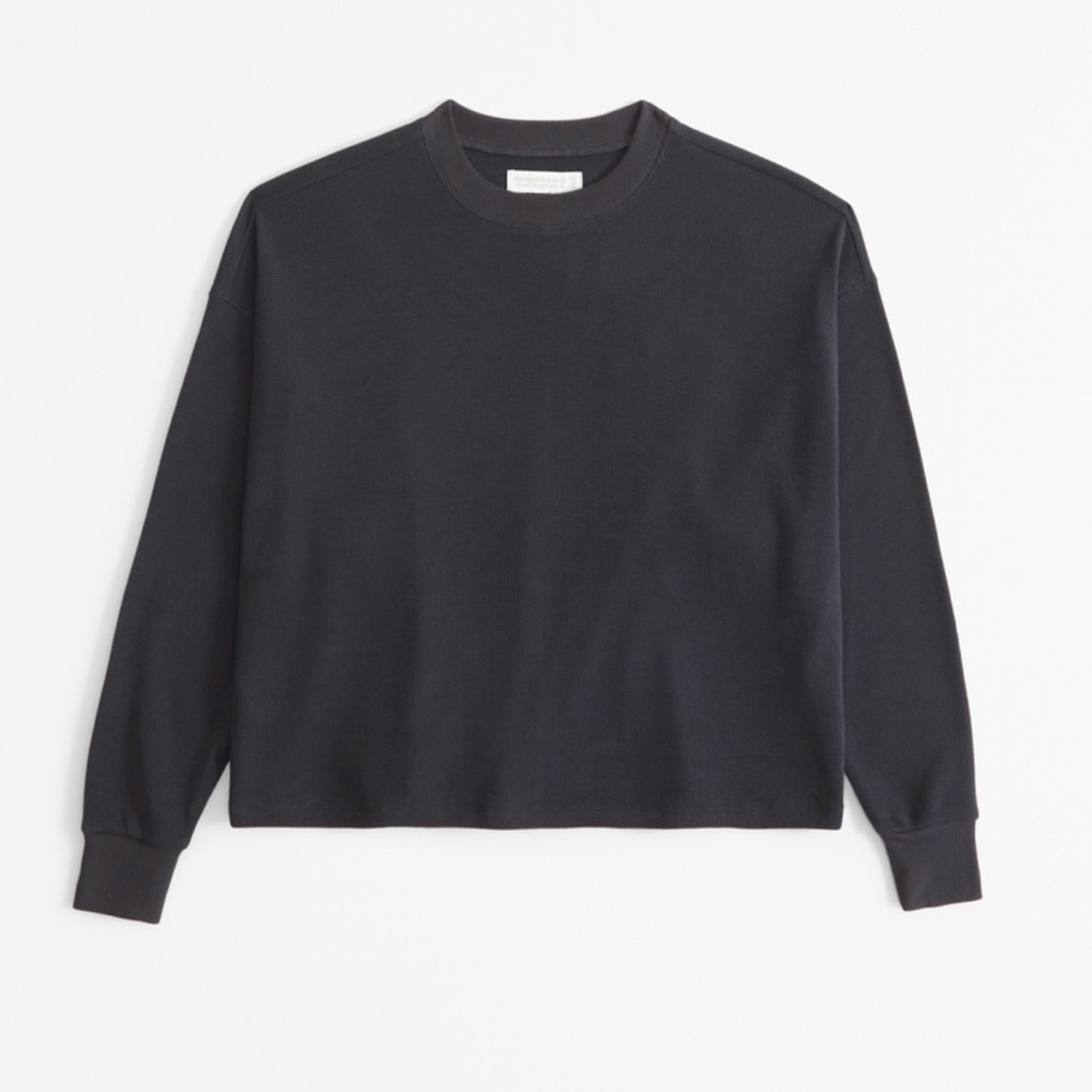 A&F Lounge Collection Dark Gray Waffle Pullover Sweatshirt Top Small / Medium